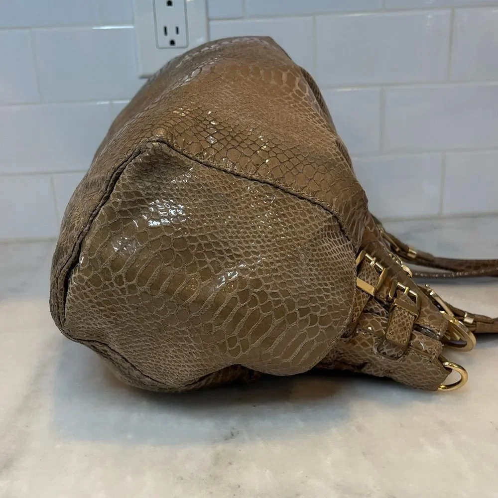 Michael Kors Bag Purse Handbag Edie Python Snakeskin Leather Buckle Shoulder